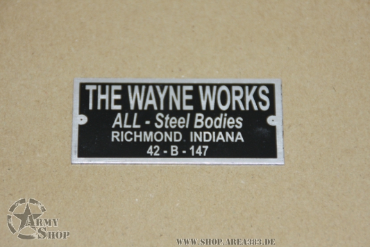 WAYNE WORKS BODY  DATA PLATE