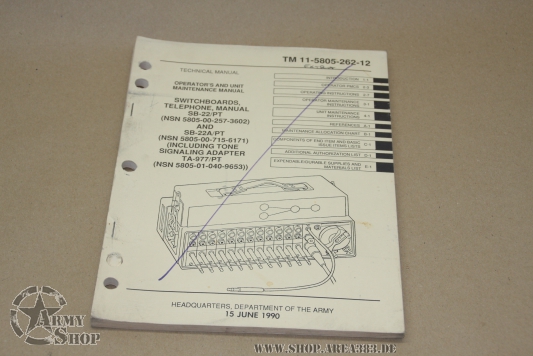 TM 11-5805-262-12. SWITCHBOARDS, TELEPHONE, MANUAL