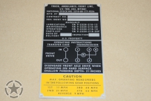 Nomenclature Data plate Ford Mutt Ambulance  M718A1