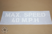 Stencil adhesiv  CAUTION MAX. SPEED