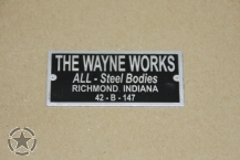 WAYNE WORKS BODY  DATA PLATE